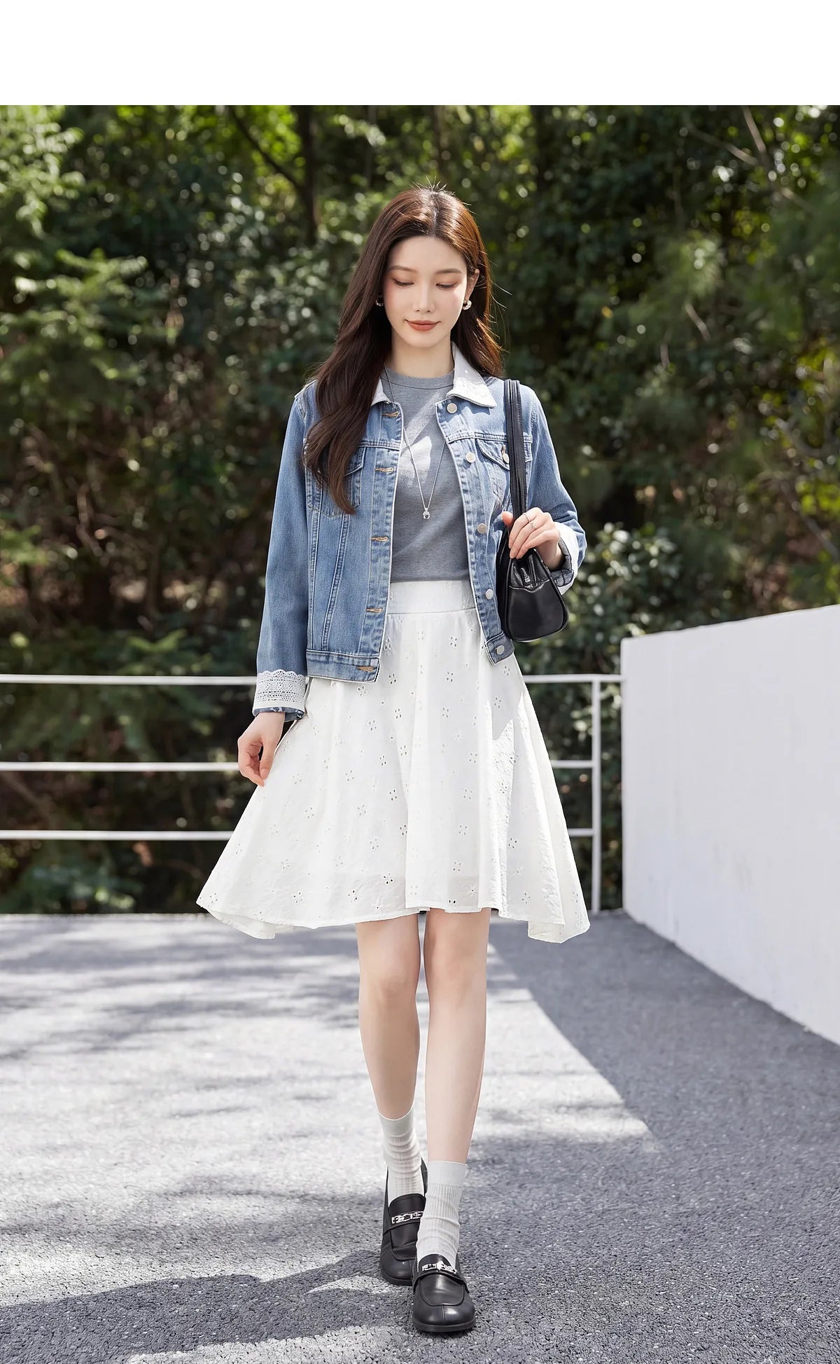 SENTUBILA Women's White Cotton Summer Skirt 2026 Woman Fashion Hollow Embroidery A-Line Short Skirt Female Clothes Q62QG7173