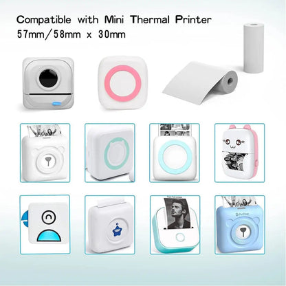 15mm Color Sticker Label White Thermal Label 57mm for Mini Portable Printer Receipt Photo Paper Safe Free BPA Smooth Printing