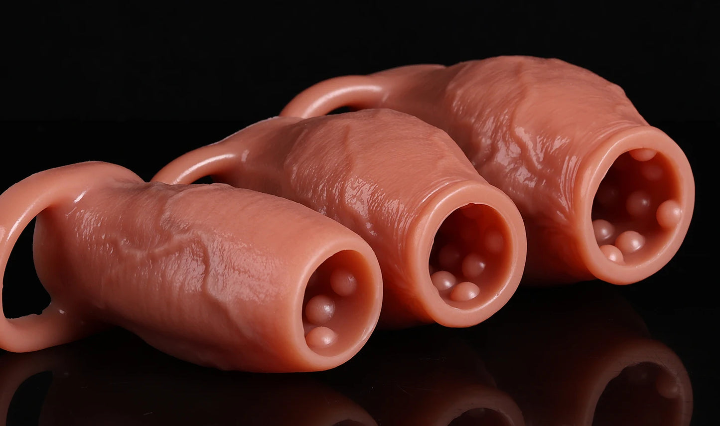 Penis Sleeve Cock Ring Power Ring Penis Cover Penis Ring for Men Delayed Ejaculation Penis Enlargement Silicone Adult Sex Toys