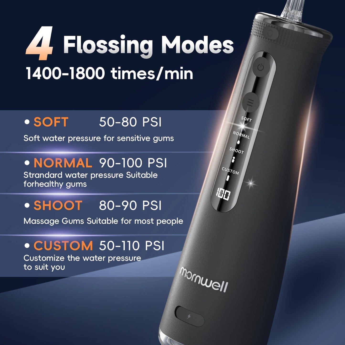 Mornwell F32 Water Floss Oral Teeth Whitening Home Appliance Sonic Water Flosser 260ML Tank Teeth Cleaner Oral Water Jet
