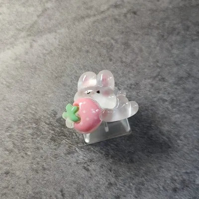 Cute Cartoon Transparent Strawberry Rabbit Keycap DIY Handmade Personalized Mechanical Keyboard Dedicated PBT Keycap