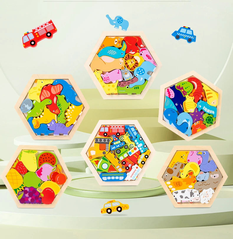 Baby toy Wooden jigsaw Puzzle Creative 3D Puzzle for Children's Intelligence Development Ealy Educational toy for Children