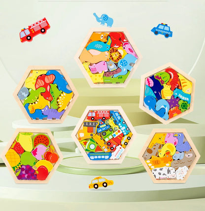 Baby toy Wooden jigsaw Puzzle Creative 3D Puzzle for Children's Intelligence Development Ealy Educational toy for Children