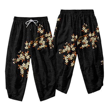 Large Size 5XL 6XL Japanese Kimono Cardigan Pants Set Print Fox Men Women Shirt Tradition Yukata Haori Obi Cosplay Costume