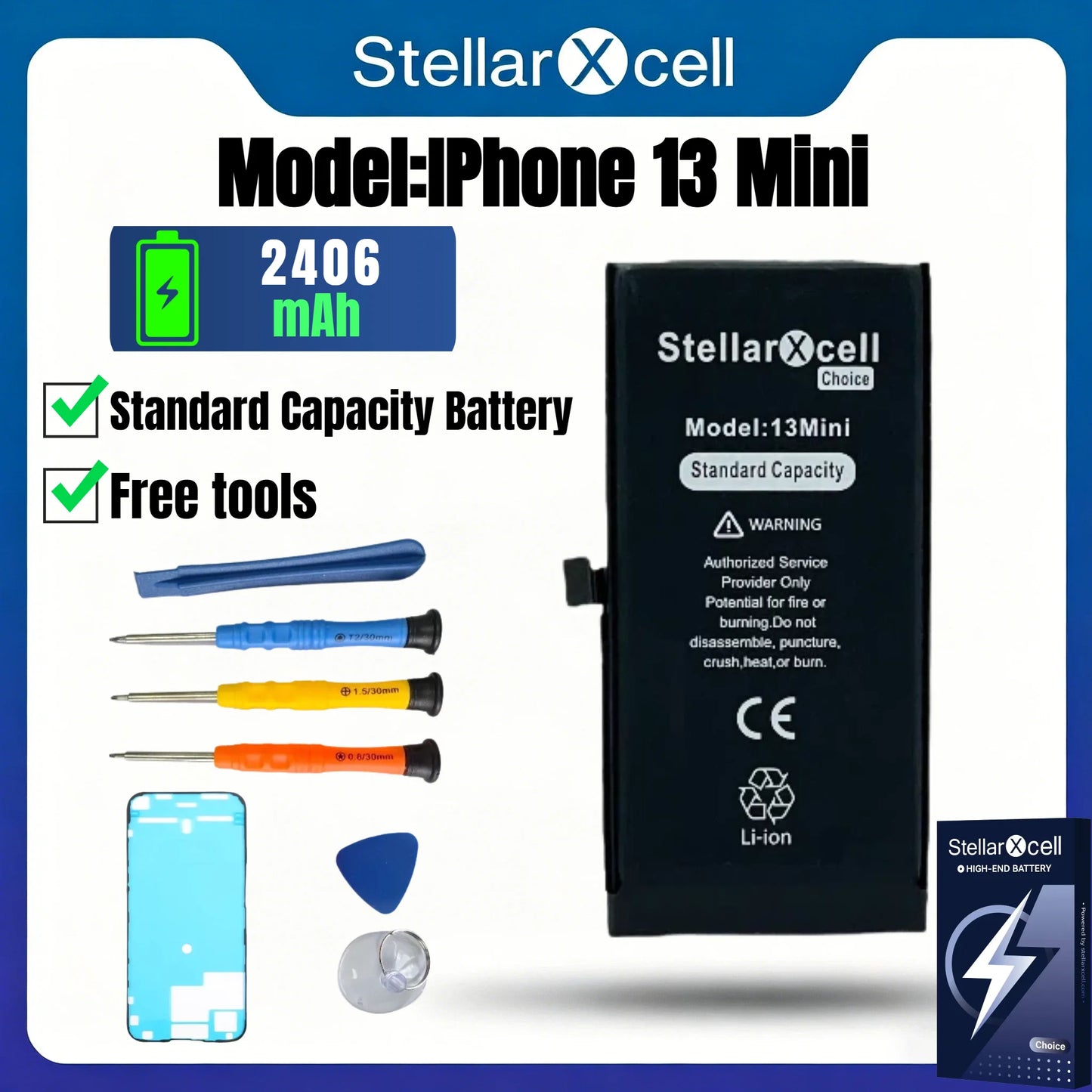 StellarXcell Choice Battery for iPhone 11 12 13 14 15 Mini Plus Pro Promax Original Capacity Replacement Bateria High Quality