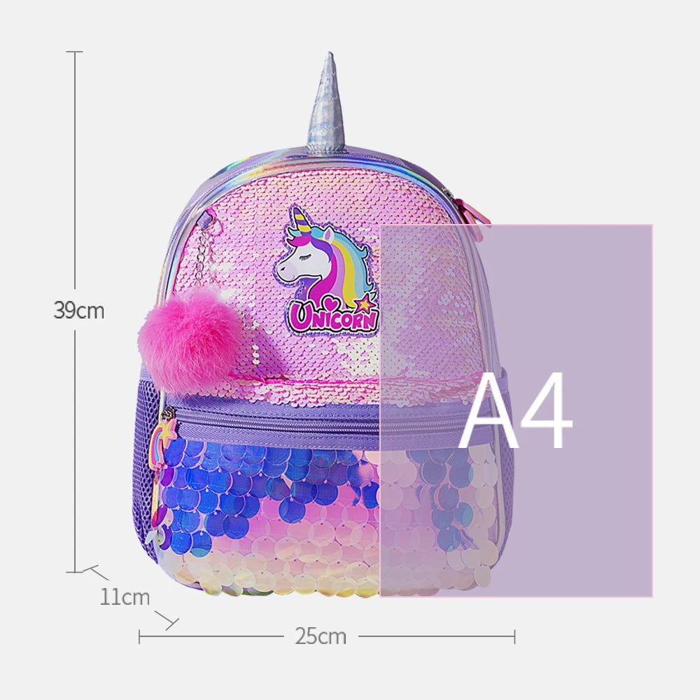 Sunveno Children's Backpack for Girls Pre-School Bag for Kindergarten Elementary - Reversible Sequin,Unicorn ,Lightweight Gift