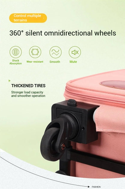 Multifunctional Pet Travel Trolley Case Portable Cat/Dog Carrier Bag Zipper Closure-Foldable Solid Pet Luggage Outdoor Travel
