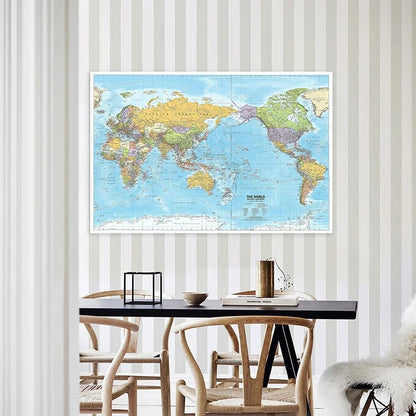 World Map 2012 Fabric Large Poster Print Wall Hanging Art  Background Chart Decor Travel Supplies in English Multi Size