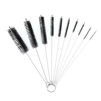 10pcs Set Stainless Steel Soft Hair Brush Pipette Test Tube Baby Bottle Brush Multifunctional Household Cleaning Tools Set