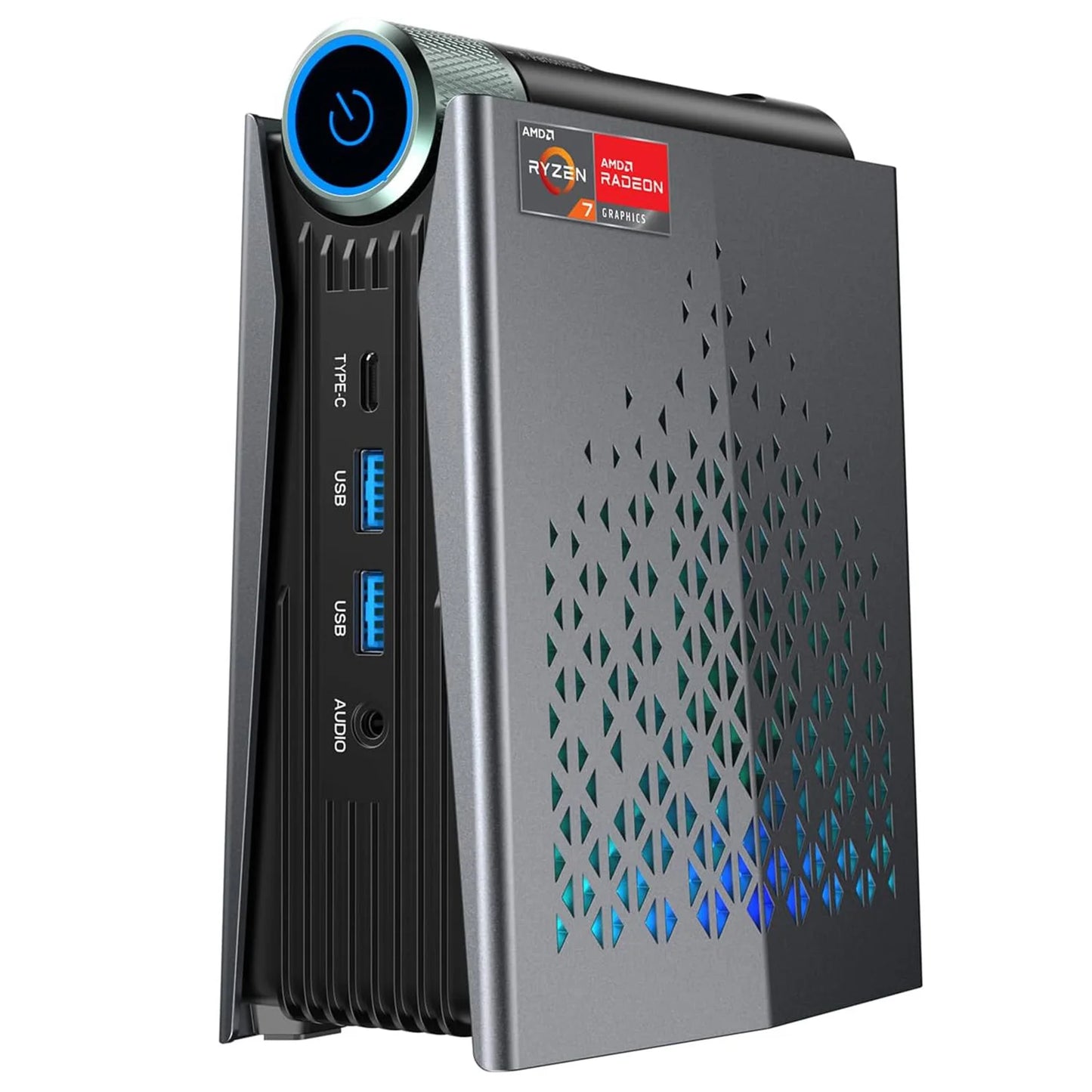 AMR5 Mini PC AMD Ryzen 7 5700U 16GB DDR4 512GB SSD Desktop Computer,WiFi6/BT5.2, 4K UHD, RGB Lights 3 Adjustable Mode Gaming PC