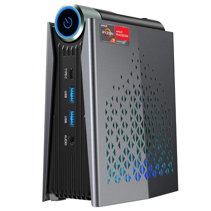 AMR5 Mini PC AMD Ryzen 7 5700U 16GB DDR4 512GB SSD Desktop Computer,WiFi6/BT5.2, 4K UHD, RGB Lights 3 Adjustable Mode Gaming PC