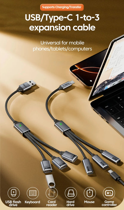 NNBILI Multi USB Hub Extensions 3 Port USB A Hub Type C Splitter Fast Data Transmission OTG Adapter For Computer Macbook Pro Air