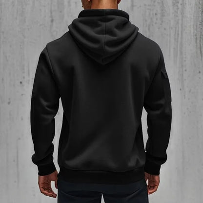 Men's Fashion Casual Hoodie Multi-pocket Sports Long-sleeve Sweatshirt Up Down Print Warm Half Zip Hooded Fitness Pullover Good
