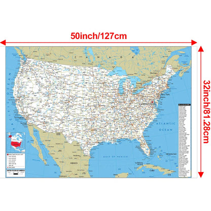 English Map USA Map Road Map Canvas Painting Living Room Home Decoration Children School Supplies