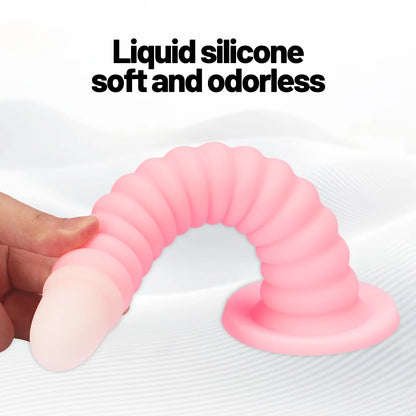 Adult Erotic Sex Toys Gradient Pink Anal Plug Dildo Massager With Threaded Design Strong Suction Cup Extra Long Anal Butt Plug