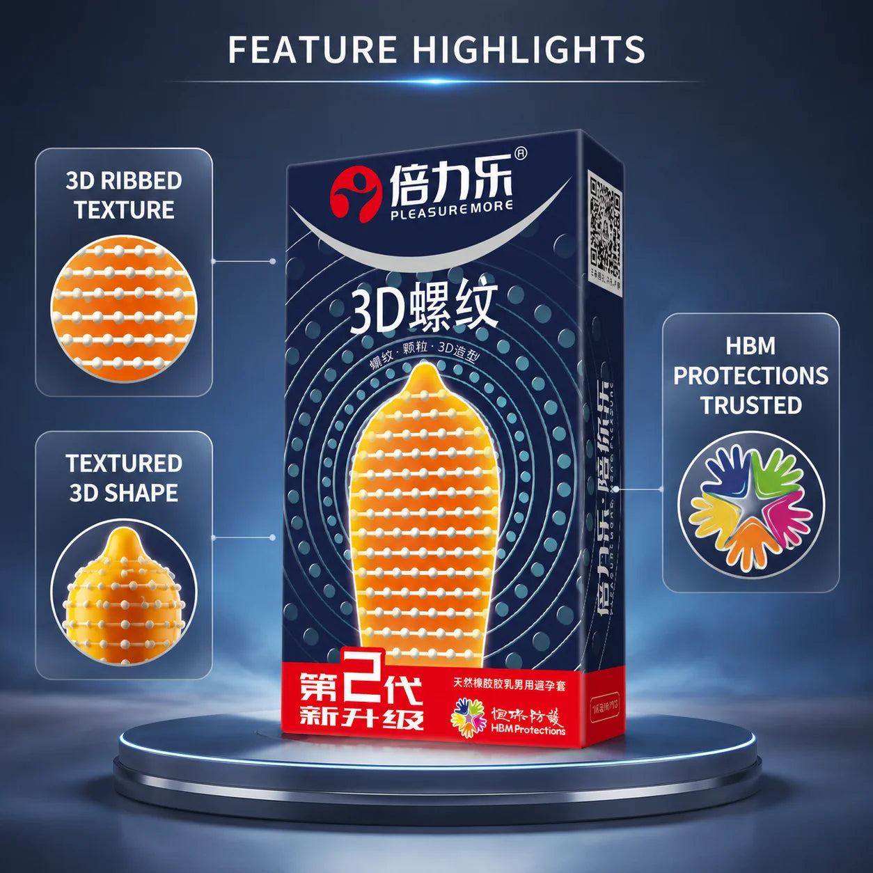 3D Ribbed Condoms 10pcs-50pcs Textured Studded Natural Latex Lubricated Men Extra Stimulation Smooth Silky Wet Sensation Beilile