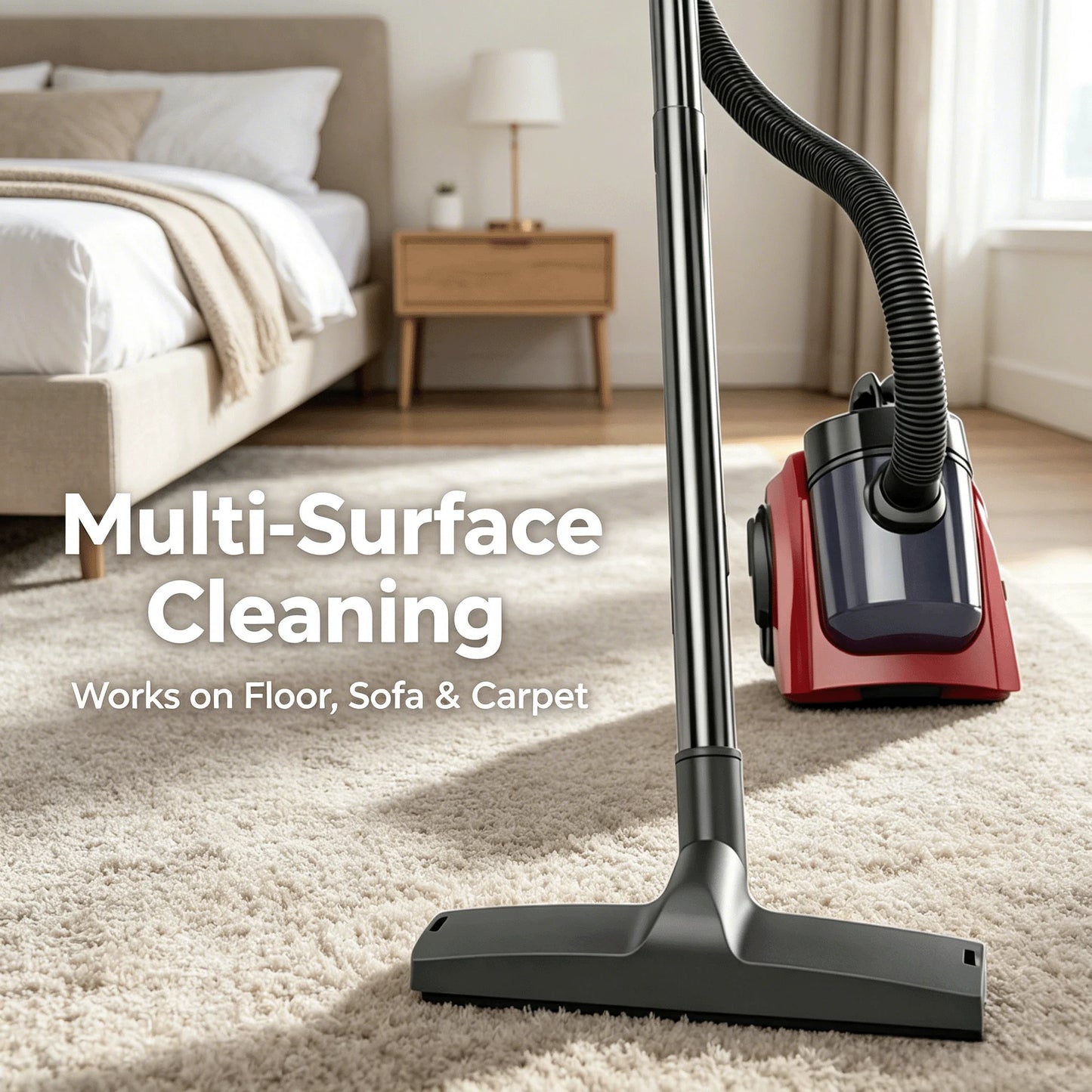 1000W Canister Vacuum Cleaner Bagless Household Vacuum Cleaner 2L Dust Cup HEPA Filter Strong Suction For Floor Carpet Sofa Pet Hair
