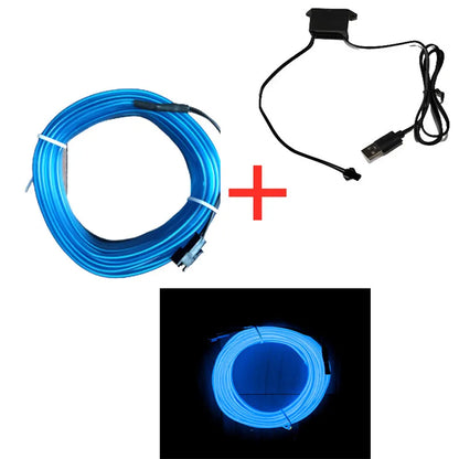 Hot Sale 1M/2M/3M/5M Car Interior Lighting LED Strip Decoration Garland Wire Rope Tube Line Flexible Neon Lights With USB Drive