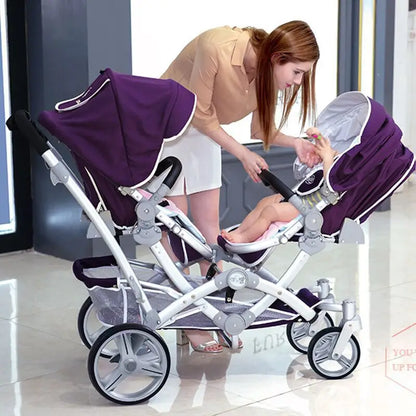 Foldable Twin Baby Stroller,Double Seat Baby Stroller for Two Babies,Shock-absorbing Twin Baby Stroller,Multi-function