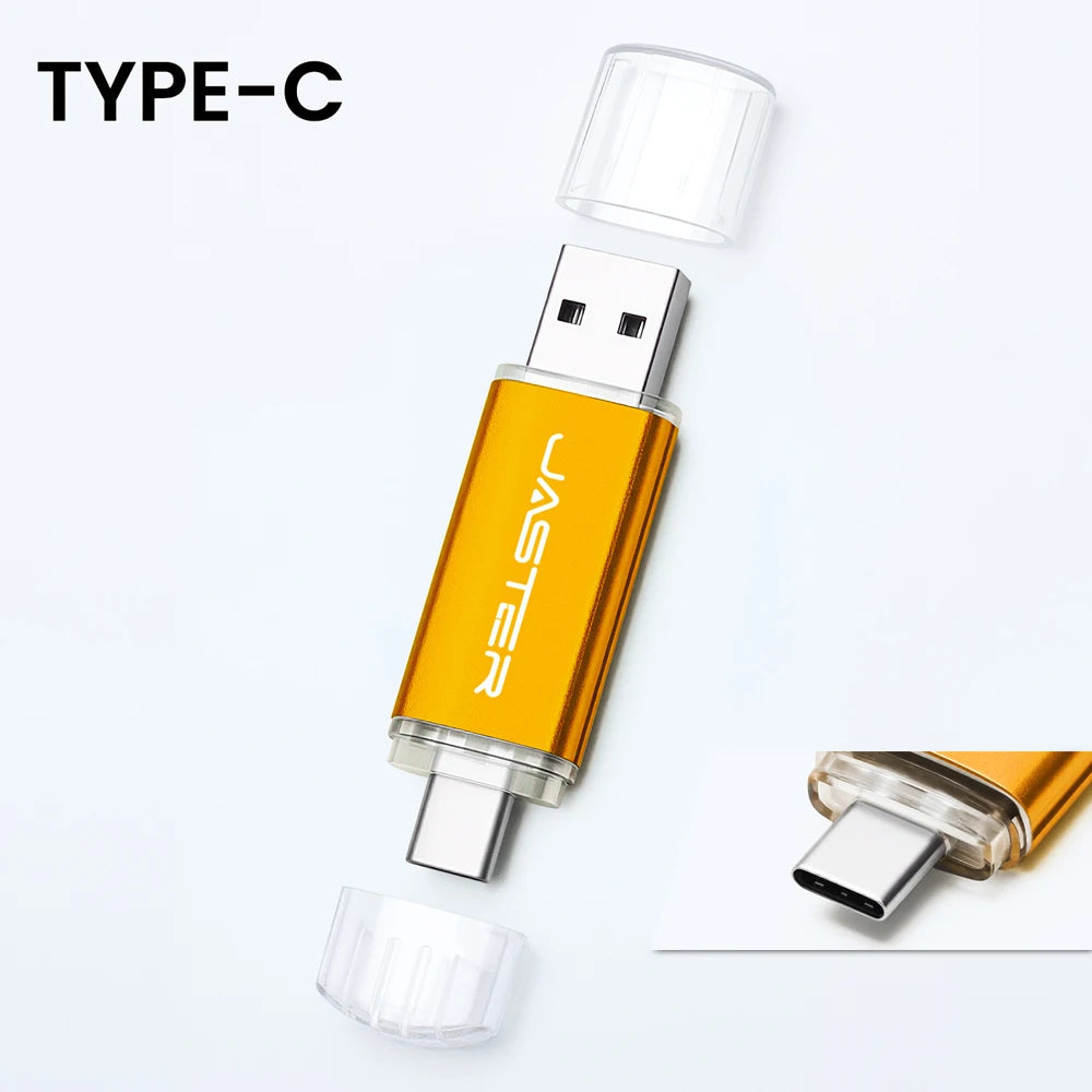 TYPE-C 2-in-1 USB 2.0 Flash Drive 64GB 512MB Real Capacity Memory Stick High Speed for Mobile Phones and Computers Business Gift
