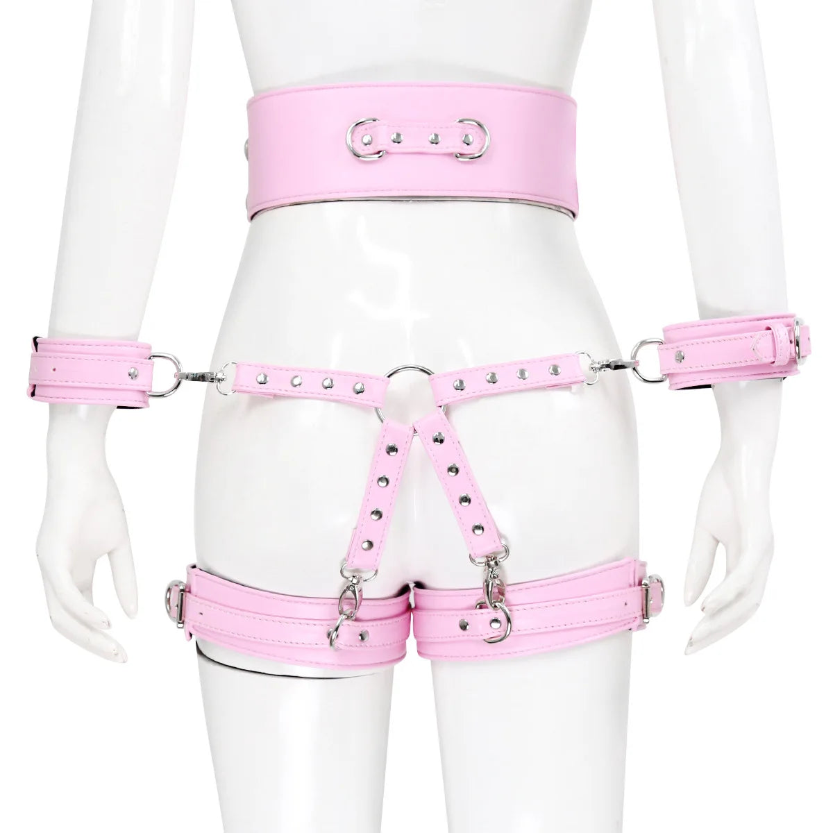 Professional BDSM Red Leather Harness Set Collar Handcuffs Restraint Kit for Women Slave Role Play Fetish Gear Adult Game Toy