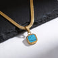 Vnox Geometric Square Natural Stone Pendant Necklace for Men, Gold Silver Color Stainless Steel Blade Chain, Trendy Jewelry Gift