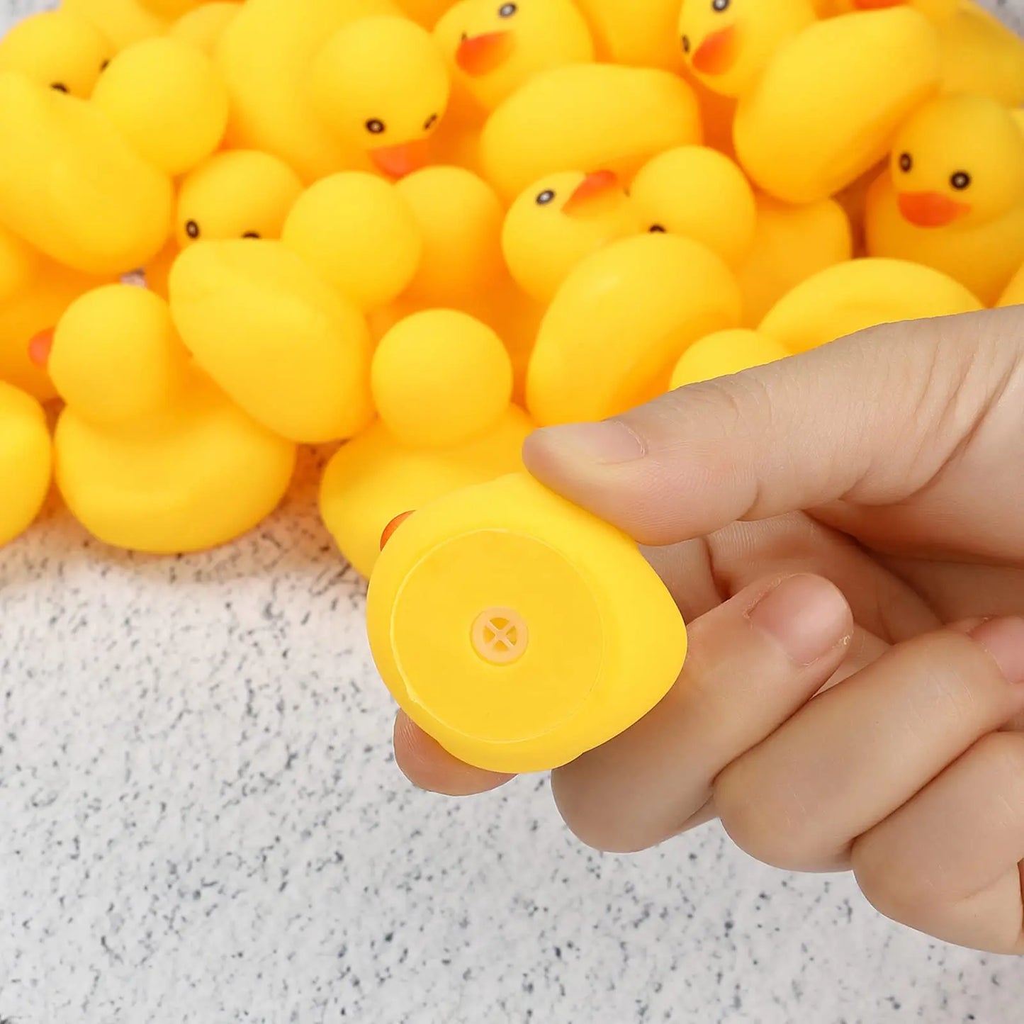 1-100pc Pink Mini Rubber Ducks Set in Bulk Float Squeak Tiny Ducks Rubber Duck Toy for Kids Party Birthday Supplies