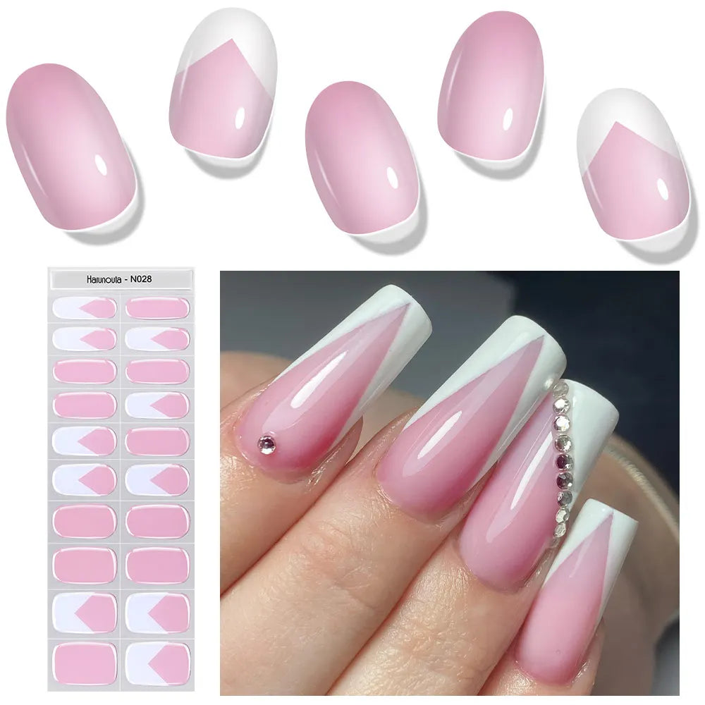 Gradient Auroras Semi Cured Gel Nail Strips Sparkly Shinning DIY Gel Polish Stickers for Nails Works with UV/LED Nail Lamps