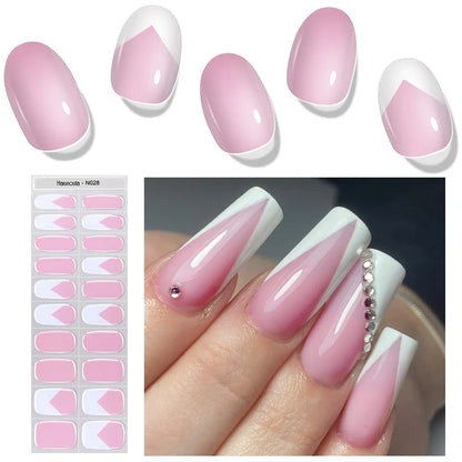 Gradient Auroras Semi Cured Gel Nail Strips Sparkly Shinning DIY Gel Polish Stickers for Nails Works with UV/LED Nail Lamps