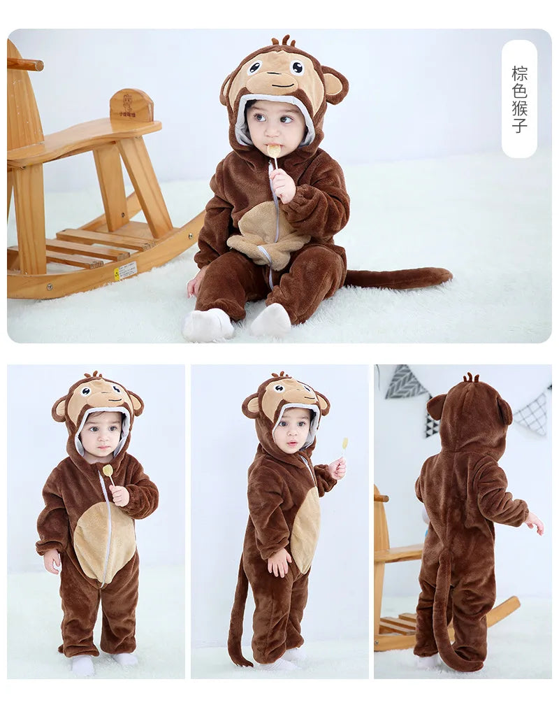 Baby Clothes Winter Pajamas Flannel Thermal Pijamas for Toddler Kids Boys Girls Squirrel Cow Onesies Infant Jumpsuit Pyjamas