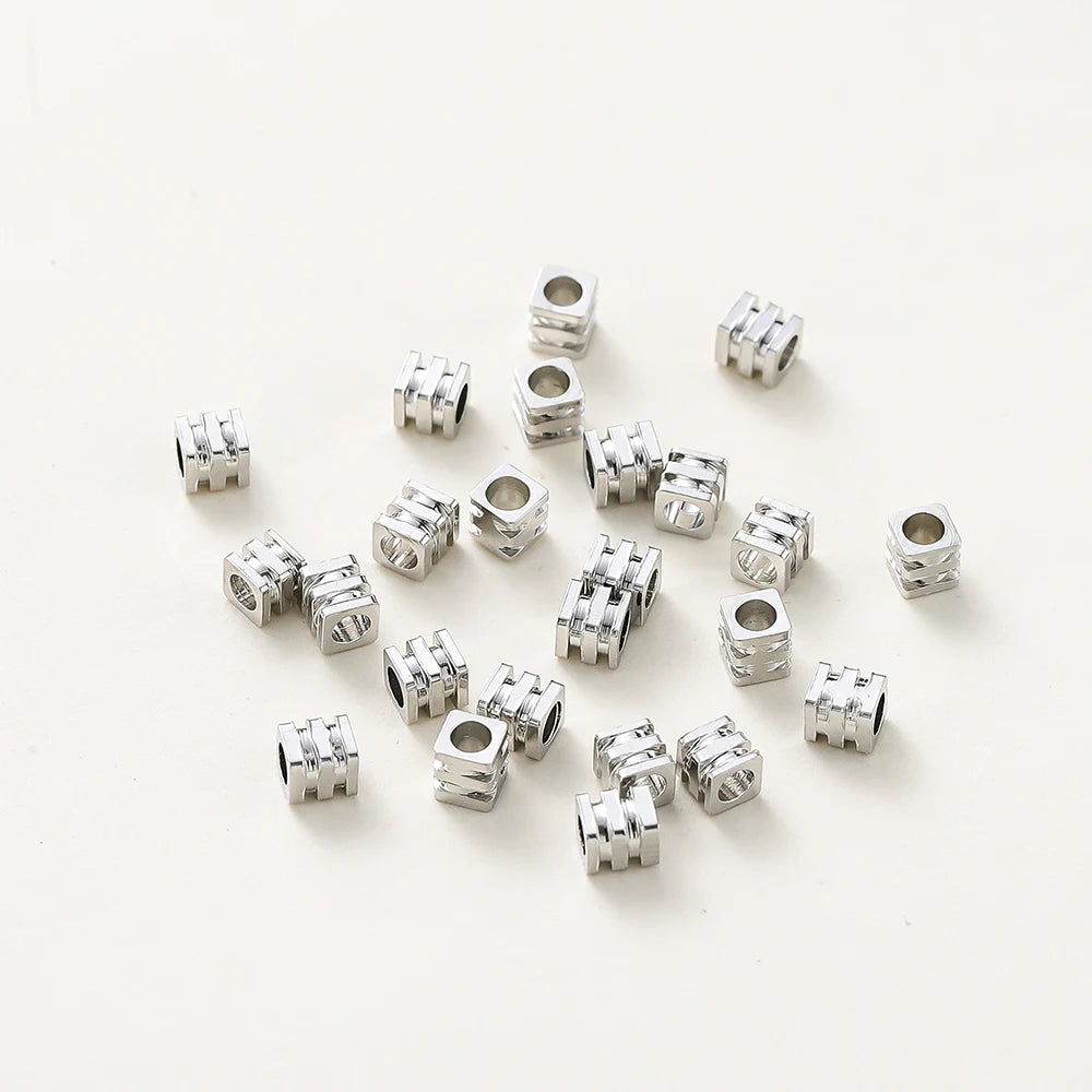 20pcs/lot 14K 18K Gold Square Loose SpacerBrass Beads Necklace Bracelet Beading Seeds For DIY Earing Charms Making Findinds