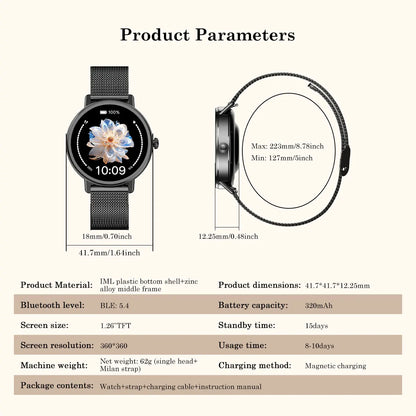 Blackview X30 Smartwatch, 1.26" TFT screen,320mAh,Bluetooth Phone Calling,Sleep Monitoring,Sport watch,Women's Watches,Fashion