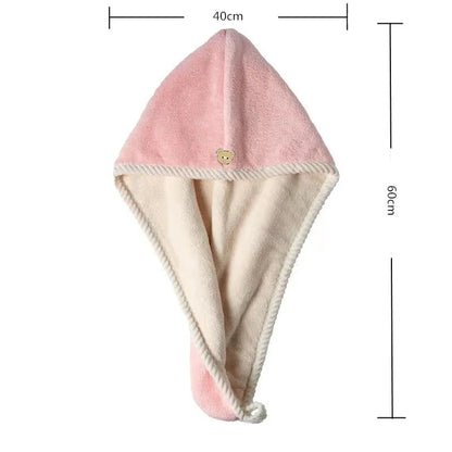 Double Thick Dry Hair Towel Double Sides Use Dry Hair Cap Multi-color Strong Absorbent Rippled Edge Thick Quick Drying Bath Hat