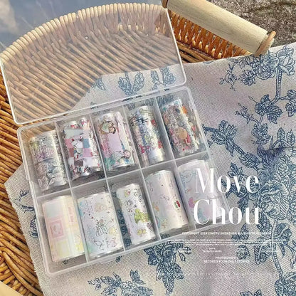 10Rolls Plaid Thousand-Bird Bow  Stars Nail Foils Transfer Paper  Nail Art Stickers  Manicure Set Decal  Nails Decoration