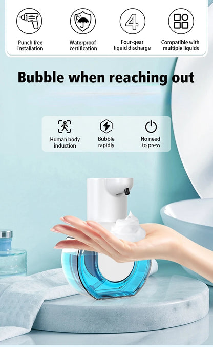 420ML Large Capacity Touchless Desktop Or Wall-Mounted IPX5 Waterproof Smart Infrared Automatic Sense Foam/Liquid Soap Dispenser