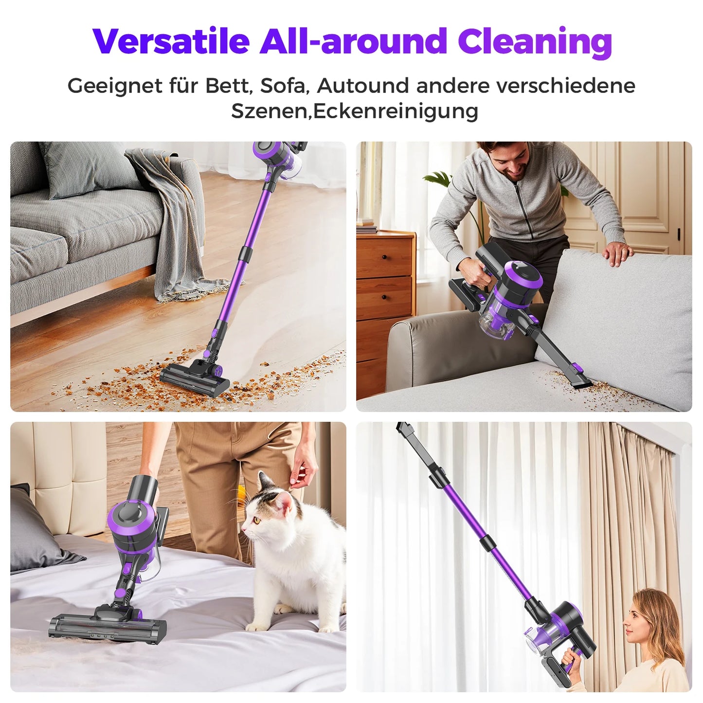 400W 4 in 1 Handheld Vacuum Cleaner Built-in 2500mAh Battery 20-30Kpa Strong Suction Wireless Portable Vacuum Blower Inflator Pump for Car Home Cleaning