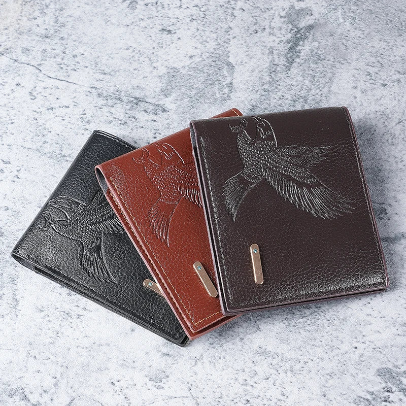 Short men's wallet thin 2024 new high-value eagle pattern student youth soft leather coin purse card package