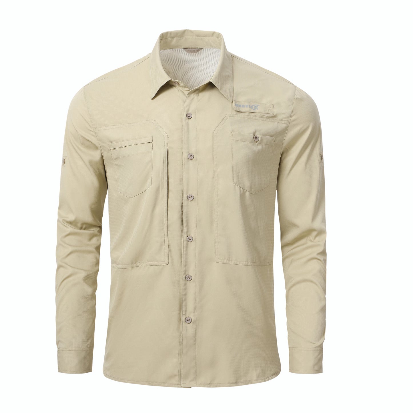 Men's Long Sleeve Fishing Shirts UPF 50+ Sun Protection Breathable Lightweight Travel Work Button Down Shirt with Zipper Pocket