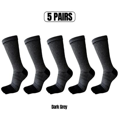 1/5 Pairs Men's Toe Socks Long Compression Sweat-Absorbing Fitness Marathon Hiking Outdoor Basketball Five Finger Sport Socks