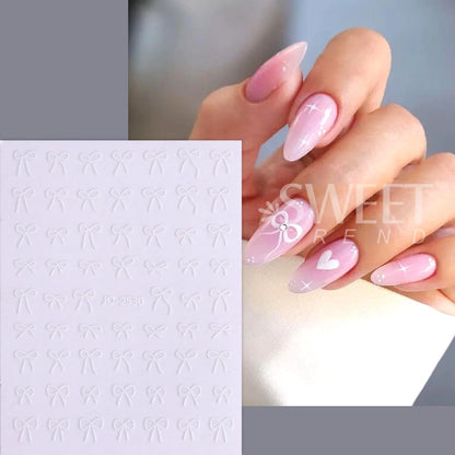 6pcs/set 3D Small Bow Ribbon Bowknot Y2K Nail Sticker Mini Kawaii Japanese Adhesive Decal Valentine's Simple Nail Manicure Decor