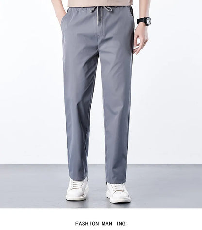 Mens Elastic Waist Casual Pants Quick Dry Wrinkle Free Slacks Summer Light Weight Trousers Spring Summer Running Golf Pants
