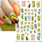 3d Nails Art Decals Spring Fruits Pink Full Tips Peony Magnolia Flowers Adhesive Sliders Stickers Decoration For Nails Manicure