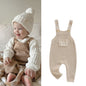 FOCUSNORM 0-3Y Winter Baby Boys Girls Overalls Jumpsuits Sleeveless Front Pocket Solid Color Knitted Romper Outfit