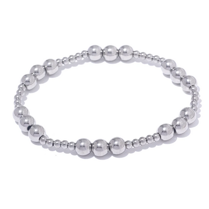 Yhpup 3/4/5/6 MM Stainless Steel Beads Daily Handmade Elastic Bracelet Bangle Waterproof Wrist Wholesale Gold Color Jewelry Men