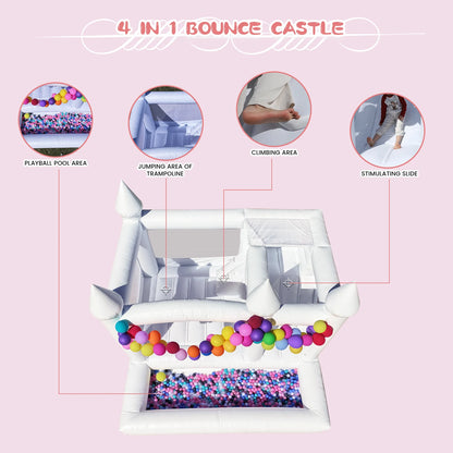 4.5m Commercial PVC White Bounce House Inflatable Wedding Castle for Adult Kids Children's playground, children's toys