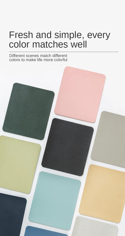 Simple Solid Color PU Leather Mouse Mat Anti Slip Waterproof Mouse Pad School Family Supplies Desk Set For Laptops PC Computer