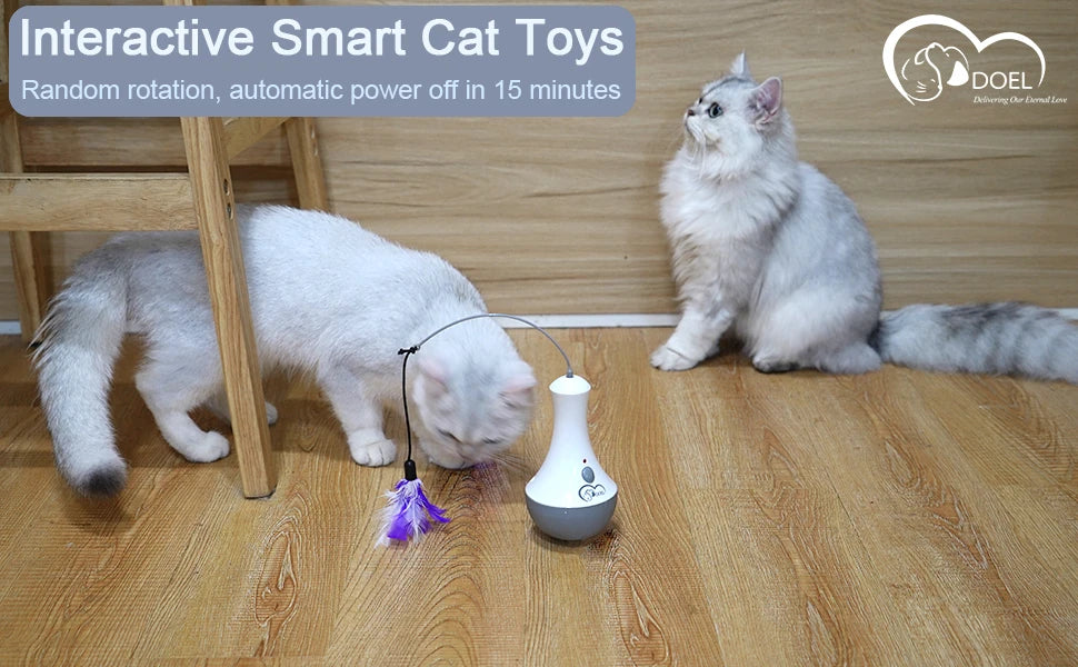 DOEL Cat Interactive Toys Funny Feather Kitten Teaser Indoor Play Automatic Toy Gift Cat Feather Toy