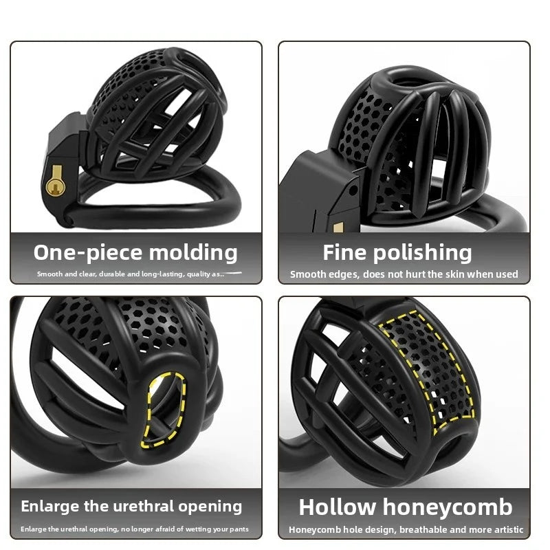 BDSM Chastity Cage 4 Size Ring Penis Cage Device Femdom Restraint Penis Lock Breathable Urethral Lock Bondage Device for Men