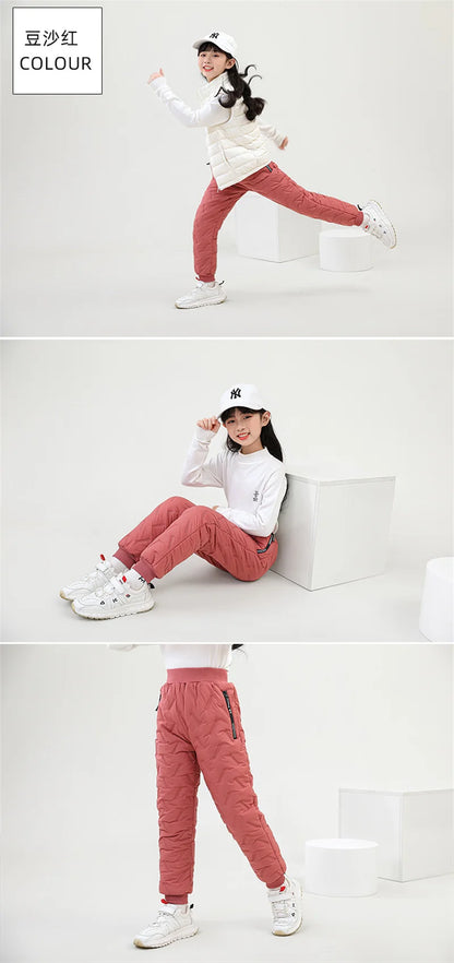 Winter Padded Pants Kids Thick Plus Velvet Warm Trousers Boys Lamb's Wool Cotton Long Pants Autumn Children Casual Sports Pants