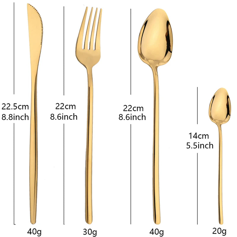 24pcs Christmas Dinnerware Set Stainless Steel Cutlery Set Gold Western Tableware Fork Knife Spoon Flatware Set Silverware Set